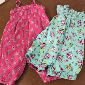 Set of baby girl summer rompers